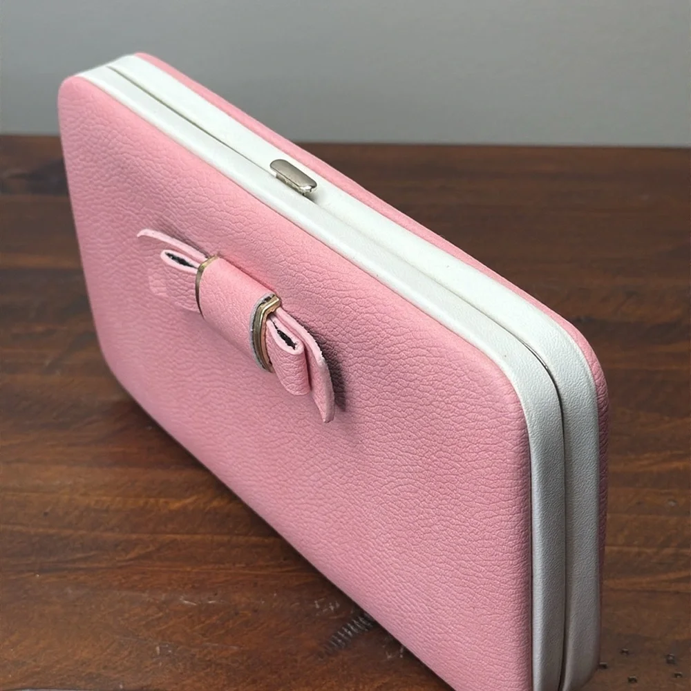 Pink Bow Accent Clutch Wallet
